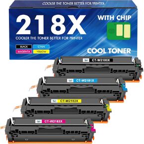 218X 218A Toner Cartridges 4 Pack 3301fdw 3201dw with Chip Compatible Replacement for HP 218X 218A Color Laserjet Pro MFP 3301cdw 3301sdw Printer High Yield Ink Set W2180A (Black Cyan Yellow Magenta)