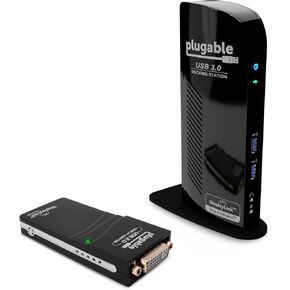Plugable USB 3.0 Universal Laptop Docking Station Dual Monitor Bundle with USB 2.0 to DVI/VGA/HDMI Video Graphics Adapter for Windows and Mac