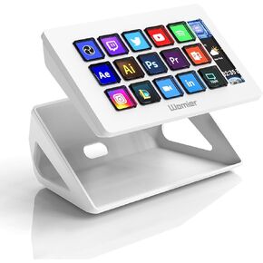 D15 Stream Controller, Production Console for Livestream Audio Video Design, 15 Custom Macro LCD Keys, 1 Side Info Screen Display, Trigger Actions in OBS Studio Streamlabs Twitch YouTube, White