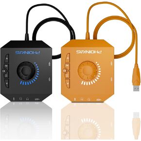 T10 External Sound Card, PHOINIKAS USB Audio Adapter for PC Windows, Mac, Linux, Laptops, Desktops, Stereo Sound Card with 3.5mm Interface & USB Interface, Volume Control, Plug & Play(2 PCS)