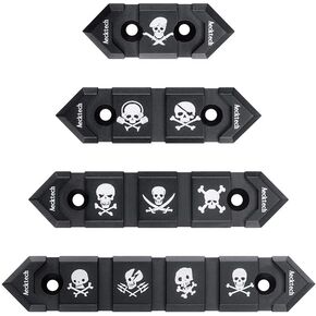 Aluminum Compatible fits MMlocks/KKeymods Picatinny Rail,4 Groups Individual and Beautiful Decorative Patterns for MMlocks/KKeymods System - 4 Pack Black