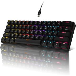Mechanical Keyboard, 60% Mechanical Gaming Keyboard with Blue Switches and Dynamic 19-Mode Backlight - Plug and Play, 61-Key, Anti-Ghosting, for PC, Windows, Mac, Gamer, Office, Typists