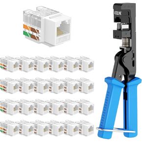 VCE Cat6 RJ45 Keystone Jack Insert UL Listed 25-Pack with Speed Termination Keystone Tool