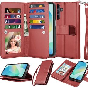 NJJEX Galaxy A16 5G Case, for Samsung Galaxy A16 5G Wallet Case, [9 Card Slots] PU Leather ID Credit Holder Folio Flip [Detachable] Kickstand Magnetic Phone Cover & Lanyard for Samsung A16 [Black]