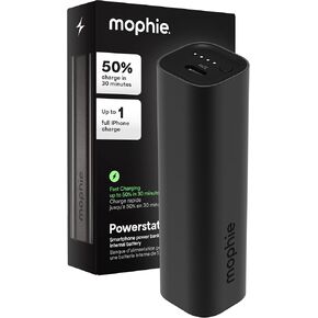 mophie Powerstation Mini 5,000mAh Portable Power Bank (Gen 3) – Ultra-Fast USB-C PD, 20W Output, Up to One Full Phone Charge, Pocket-Sized, LED Indicator, Includes USB-C Cable, Black