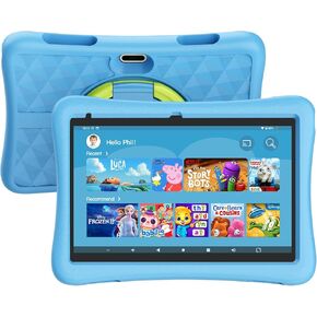 Kids Tablet, 10 inch HD Android 12 Toddler Tablets, Quad Core 1.8Ghz, 2GB DDR4, 7000mAh Battery, Dual Box Speakers, Parental Controls Games Learning Apps, EVA Shockproof Case