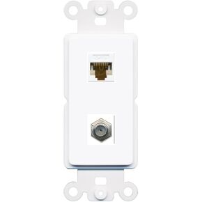 RiteAV - Cat6 Coax Port Wall Plate Decorative (Rocker) White