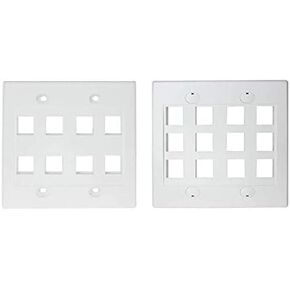 RiteAV - Keystone Wall Plate Double Gang 12-Port White (1 Piece Flush) Keystone Wall Plate Double Gang 8-Port White (1 Piece Flush)