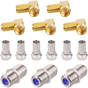 VCE 5-Pack 90 Degree Coaxial Connector with Coaxial Cable Connector 6 Pcs with 3 Pcs Combined Format