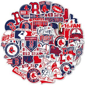 50 PCS of American Baseball Boston Stickers for Water Bottle, Motorcycle, Travel Case, Bicycle, Laptop, Computer, Notebook, Bike, Car Decal Decoration Sticker