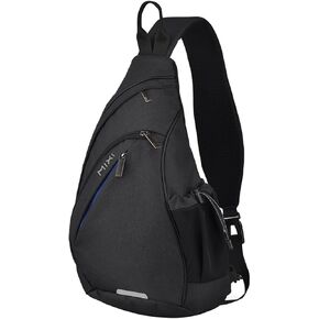 Mixi Sling Bag Men Packpack Backesx One Hounder Bag Bag Bag Backpack Crossbody مع منفذ USB للرجال النساء متعدد الاستخدامات Daypack-19 Inch ، Black