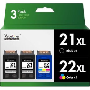 Valuetoner Remanufactured Ink Cartridge Replacement for HP 21 XL 21XL 22 XL 22XL C9351AN & 22 C9352AN for DESKJET F4180 F2210 D1560, OFFICEJET 4315 J3640, FAX 3180, PSC 1401 (2 Black, 1 Tri-Color)
