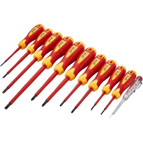 VEVOR Insulated Screwdriver Set, 11-Piece Professional Electrical Screwdriver Set, 1000V Insulated Electrician Tool Set, with Magnetic Phillips Slotted Pozi Tips, Voltage Tester, for Electricians