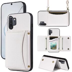 Phone Case for Samsung Galaxy Note 10 Plus Note10+ 5G Wallet Cover with Crossbody Shoulder Strap and Leather Credit Card Holder Pocket Slim Stand Note10 Notes 10s Ten Not S10 Girls Pink