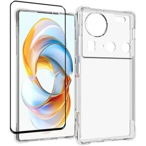 Compatible with Nubia Z70 Ultra 5G Case Clear Slim Soft TPU Cover with Screen Protector, Air-Cushion Shockproof Bumper Transparent Phone Case