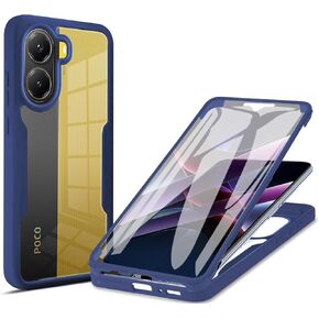 Ysnzaq Clear Case for Xiaomi Poco X7 Pro, [Built-in Screen Protector] 360° Full-Body Protection Hard PC & Soft TPU Shockproof Protective Cover for Xiaomi Poco X7 Pro QB Black