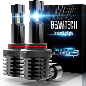 BEAMTECH 9005 Bulb, HB3 Fog Bulb 6500K Xenon White Halogen Replacement Front Light Bullb/Fog Light Pack of 2
