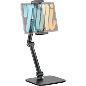 Tablet Stand for iPad, Phone Stand Holder with Heavy-Duty Base for Desk, Multi-Angle Adjustable Foldable Tablet Stand Compatible with 4.7-12.9 Devices - iPhone, Kindle, Galaxy Tab, Black