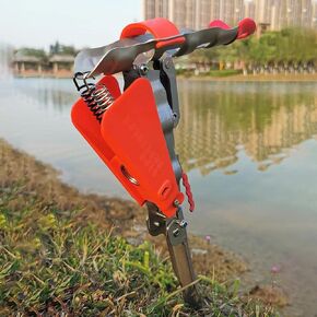 Fishing Rod Holder 2 Spring Automatic Full Adjustable Folding Stainless Steel Automatic Spring Fishing Rod Holder for Ground Support Brackets, Adjustable Sensitivity & Folding Fish Pole Rack