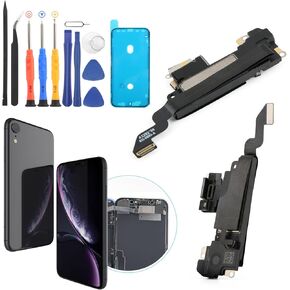 Earpiece Speaker for iPhone XR Ear Speaker Replacement for iPhone XR A1984 A2105 A2106 A2108 Speaker Replacement Light Proximity Sensor Flex Cable Earphone Speaker Assembly with Tools