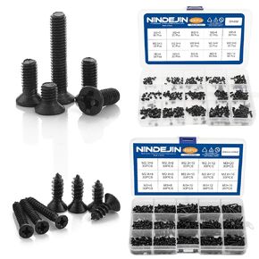 NINDEJIN 2 Kit of Laptop Computer Carbon Steel Screws Set, Miniature Phillips Flat Head Tapping Screws Assortment Kit (M2 M2.5 M3) + (M2.3 M2.6 M3)