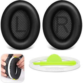 Replacement Earpads for Bose QC35 II & QC35 Headphones - Professional Positioning Tools Included, Noise-Isolating Memory Foam & Breathable Leather (Black)
