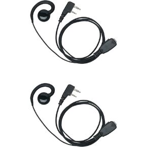 C Shape Earpiece Headset with PTT Mic Compatible with Baofeng Kenwood UV-5R BF-888S BF-F8HP BF-F9 TK-3140 TK-3400 TK-3402 Walkie Talkie Two Way Radio 2Pack