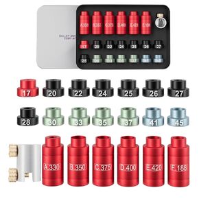 Bullet and Headspace Gauge Comparator Kit, 20 Piece Headspace Comparator Kit for .17 to .45 Caliber, Reloading Supplies and Equipment and Ammo Reloading Tool with Storage Tin Case
