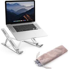 6-Level Adjustable Laptop Stand, Aluminum Desk Riser – Compatible with 9" to 15.6" Laptops, Ergonomic and Space-Saving Design