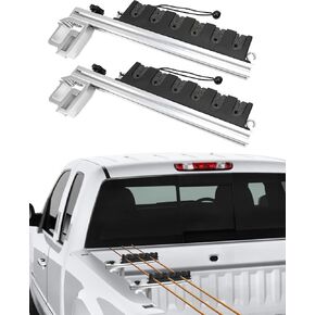 Truck Bed Fishing Rod Holder, Adjustable Aluminum Clamp on Rod Holder, Can Hold 6 Fishing Rods, Compatible with Truck or Boat Pickup Truck Bed
