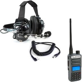 Rugged Radios H41-CF Behind The Head Headset with GMRS Two Way Handheld Radio Walkie Talkie Bundle