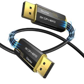 Displayport 1.4 Cable 30Ft, 8K Fiber Optic DP to DP Cable, 32.4Gbps Display Port Cable Supports 8K@60Hz, 4K@144Hz, 2K@240Hz for Gaming Monitor, Graphics, PC