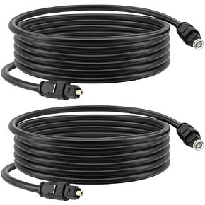 Toslink Optical Audio Cable, 2 Pack 1.8M/6Ft Digital Optic Cord, Gold Plated Plugs Fiber Optic Audio Adapter Toslink Cord for Audio System, Sound Bar, TV, Game Consoles, Home Theaters Etc