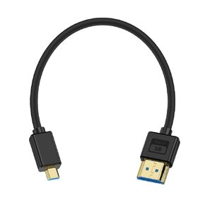 Poyiccot Micro HDMI to HDMI Cable 1ft, 48Gbps, 8K@60Hz, 4K@120Hz, Right Angle 90 Degree, Ultra Thin & Short & Flexible, Compatible with Camera, Camcorder, Tablet, Monitor, HDTV