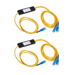 SC/UPC 1X2 Singlemode Fiber Optical Splitter, 2pcs, 1.5m, Blue, Indoor/Outdoor, Telecom Level, -30C80C, 1310-1550nm, Compatible with Router, Switch, Networking Equipment