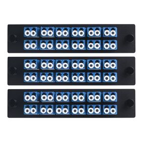 Xunsomten-3pcs LGX Compatible Fiber Patch Panel, 3 Singlemode Blue Duplex LC Adapters, 6 Fiber Ports