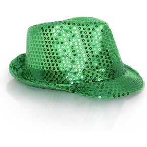 Fun Central - Green Sequin Fedora for Men and Woman | St. Patrick’s Day Party Supplies Party Hats Cosplay Fedora Hats Raves