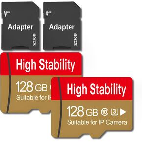 Memory Card, Micro TF Card U3 V30 4K UHD High Stability for Camera/Dash cam/Drone with Adapter (2 Pack) (128, GB)