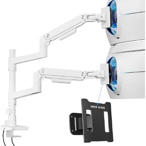 ARES WING Dual Monitor Arm & VESA Adapter for Samsung Neo G9, G65B, G70A, G75T, G85NB, CRG9, CHG9, CHG90, and Odyssey G9 Monitors