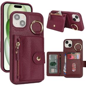 for iPhone 13 pro max Phone case Wallet with Card Holder,for iPhone 13 pro max Case Wallet with Zipper with Slot Kickstand Stand Case for Women and Man-Black