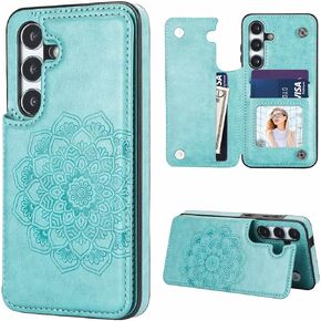 for Samsung Galaxy A16 5G Case Wallet with Card Holder,Mandala Embossed PU Leather,Credit Card Slots Slim Flip Protective Cover for Men Women (Purple)