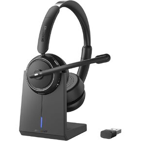 Wireless Headset with Mic for Work, Bluetooth Headphones with Microphone, Wireless Headset with USB Dongle for Work/Home/Call Center/PC/Computer/Zoom/Teams
