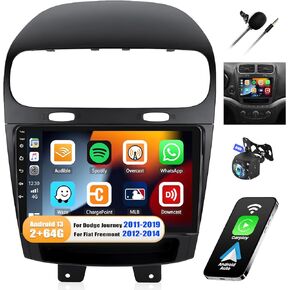Car Radio for Dodge Journey 2011-2019 and for Fiat Freemont 2012-2014 with Wireless Carplay Android Auto,9" Touchscreen Car Stereo with Mirror Link WiFi/GPS Navigation Bluetooth FM/RDS SWC+Rear Camera