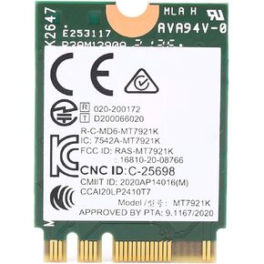 Card, Built in MT7921K Gigabit 802.11ax Band M.2 WIFI6 Network Card, BT 5.2, for Win 10, for Win 11