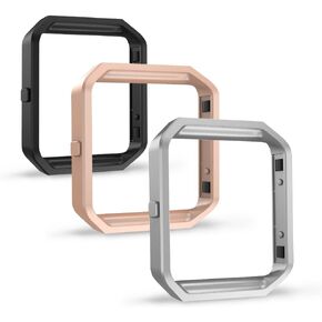 Simpeak Frame Compatible with Fitbit Blaze, Pack of 3,Stainless Steel Metal Frame Replacement for Fitbit Blaze, Black, Silver, Rose Gold