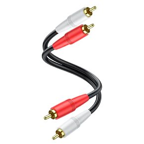 Short RCA Cables 2ft, 2RCA Audio Cables for Stereo Sound Systems, Durable & Flexible