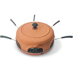 Electric Pizza Oven Family Sharing Pizza Maker with Terracotta Cover, Mini Smokeless Pizza Bake Oven for Pizza Party Home Party (6 PERSON)