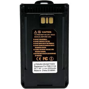 FNB-V134 FNB-V134LI 3200mAh Walkie Talkie Battery Replacement for VX-260 VX-261 EVX-261 VX-264 VX-450 VX-451 VX-454 VX-459 EVX-530 EVX-531 EVX-534 EVX-539 Portable Radio with Belt Clip