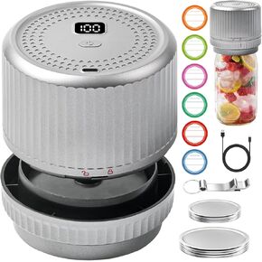 Mason Jar Vacuum Sealer - Vacuum Sealer for Jars with Wide and Regular Mouth Mason Jars, Electric Mason Jar Vacuum Sealer Kit for Food Storage, Dark Grey
