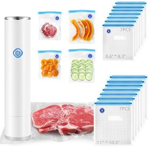 Handheld Vacuum Sealer for Food - Food Vacuum Saver with 24 Pcs Sealer Bags, Vacuum Sealer Machine for Food Preservation & Fresh